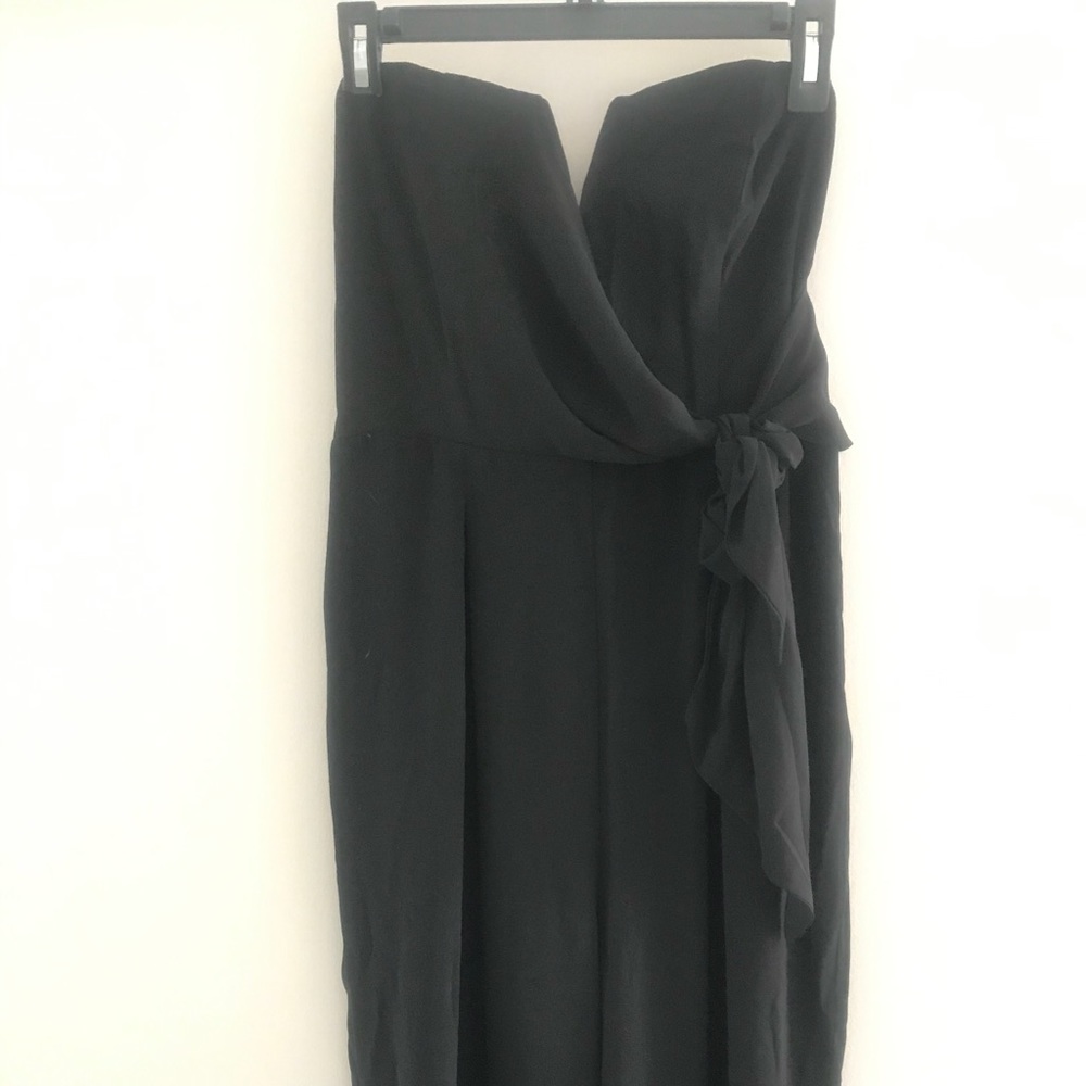 Black strapless jumpsuit- cocktail attire